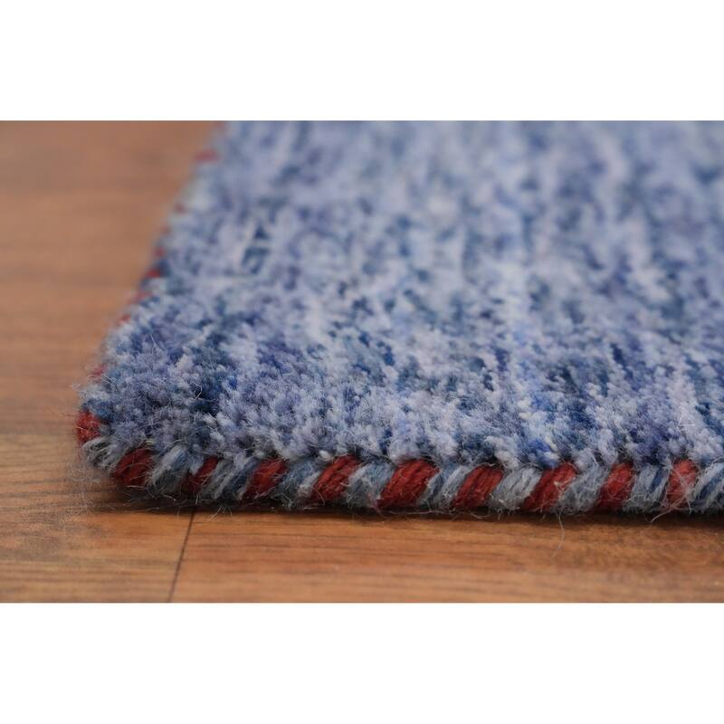Hand Knotted Oriental 100% Wool Carpet Tribal Animal Pictorial Navy Blue & Blues Gabbeh Area Rug - 12' 0'' X 12' 3''