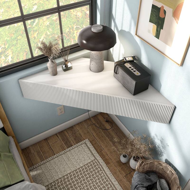 Furniture of America Sukhumi Transitional 47-inch 3-Shelf Wall-Mounted Corner TV Console