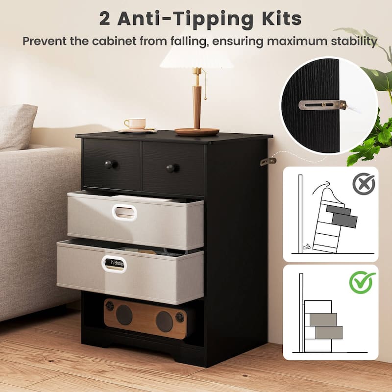 Costway 4-Drawer Dresser Modern Chest Storage Organizer with Open