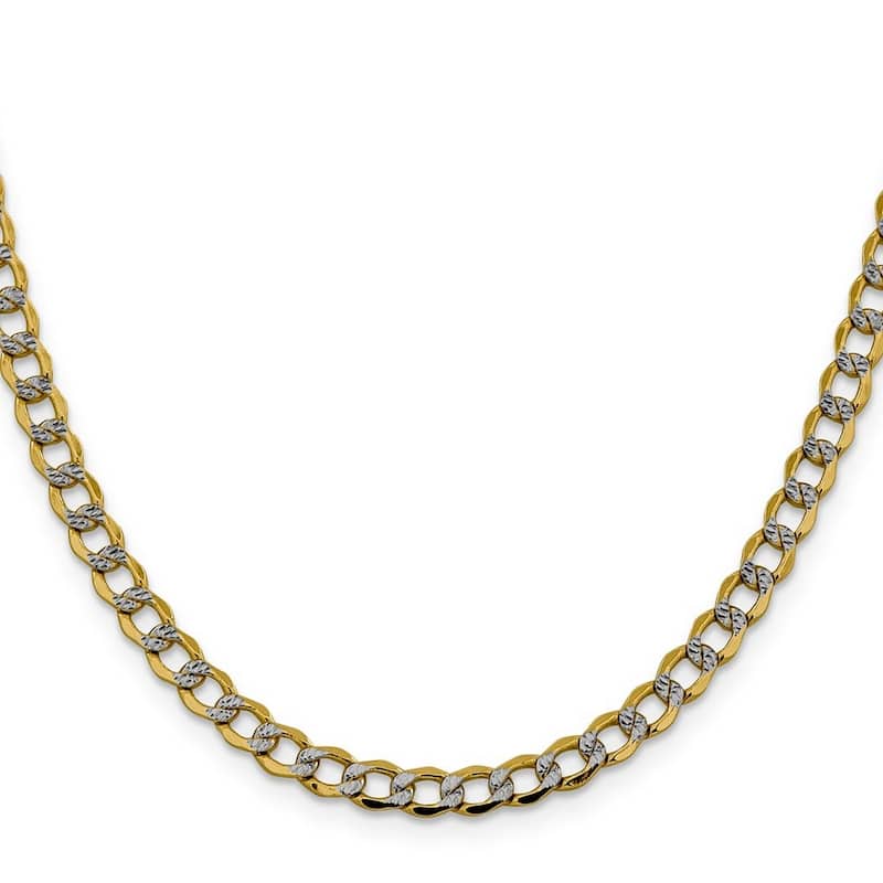 Curata 14k 5.2mm Semi solid Pave Curb Chain Bracelet