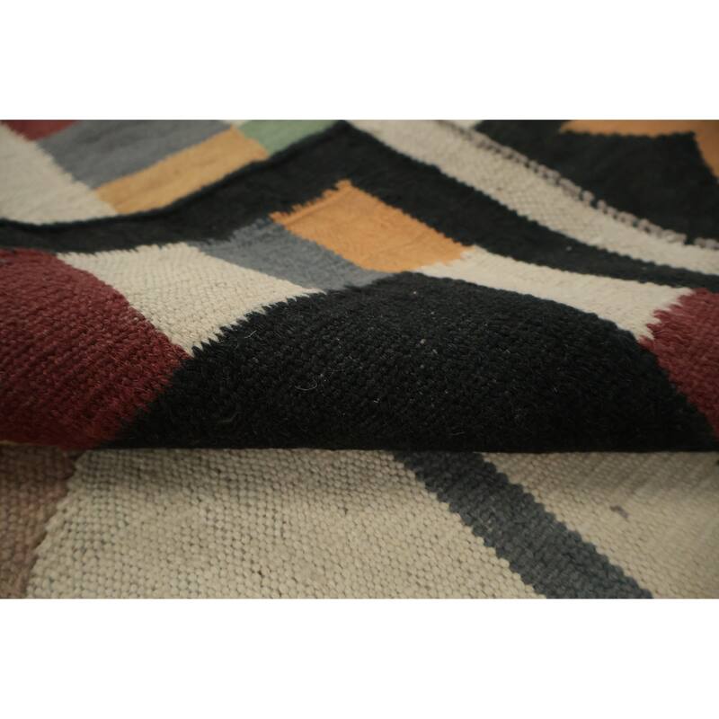 Hand Woven Oriental 100% Wool Carpet Southwestern Modern Multi-Colored Kilim Area Rug - 9' 1'' X 8' 4''