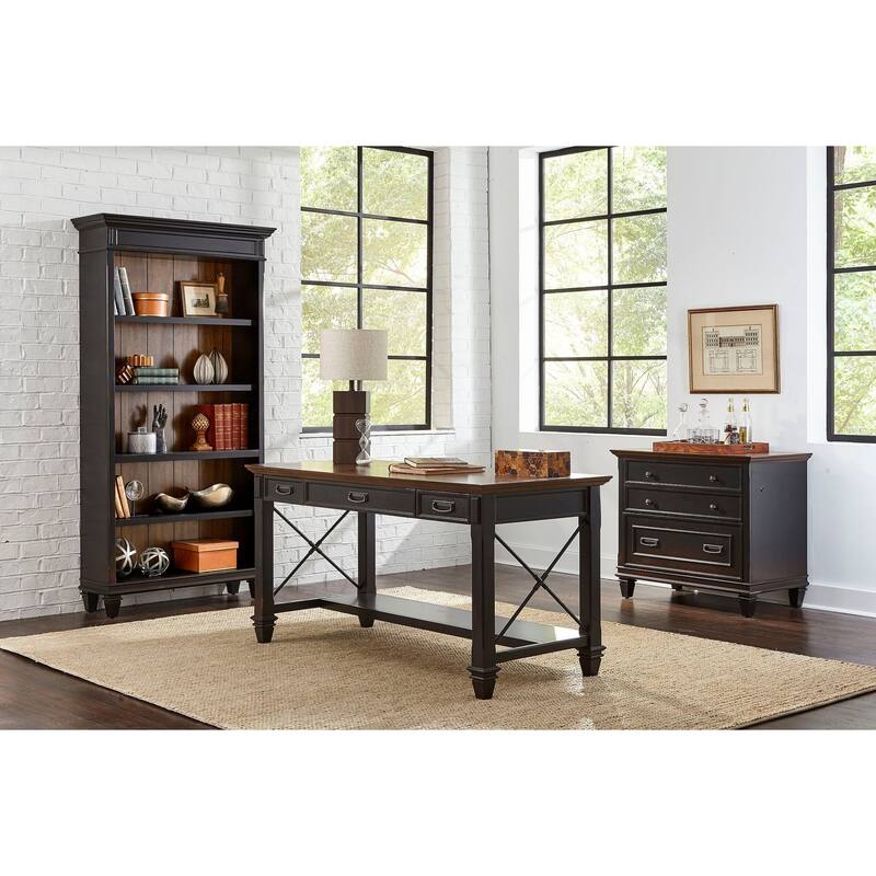 Hartford Open Wood Bookcase, Storage Cabinet, Office Shelves, Black - 40 W x 78 H x 14 D