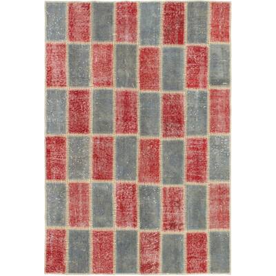 ECARPETGALLERY Hand-knotted Color Transition Red, Grey Wool Rug - 4'3 x 6'4