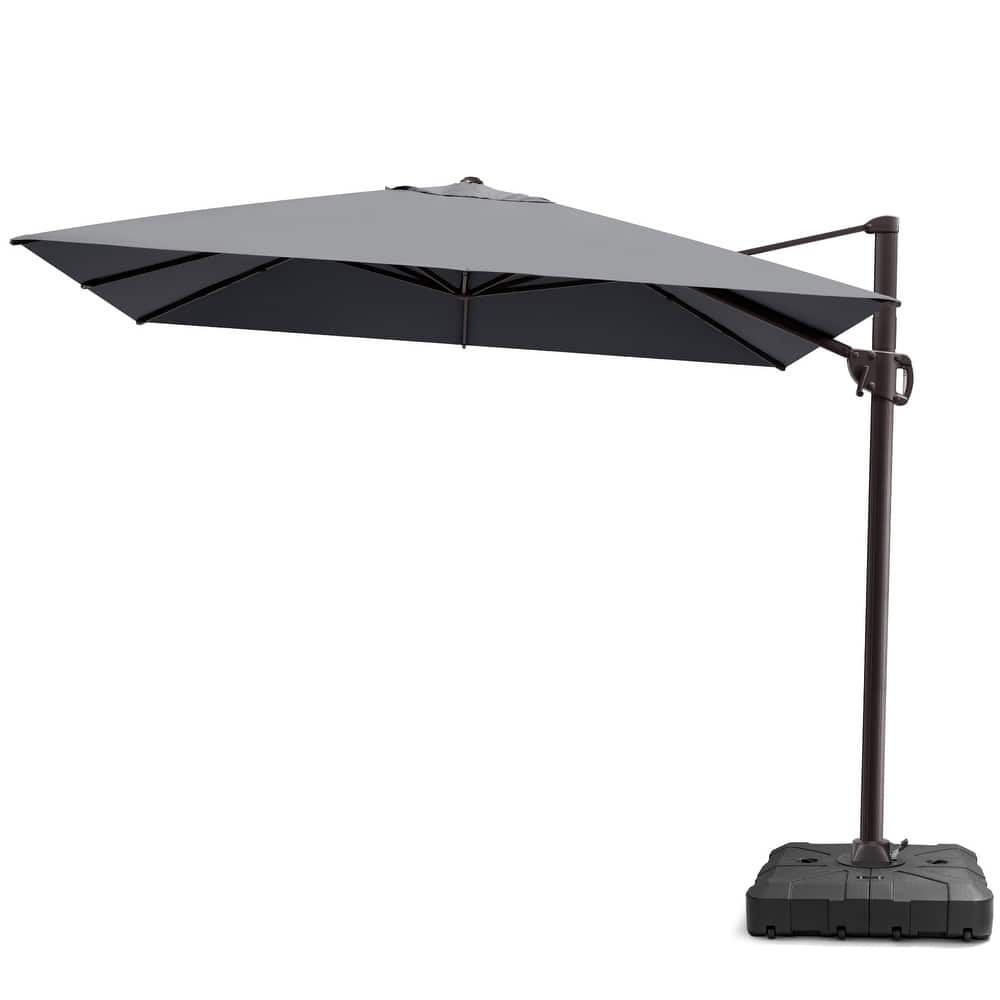 Outdoor 9 x 11 Ft Cantilever Patio Aluminum Umbrella 360 Degree Rotation with HDPE Base