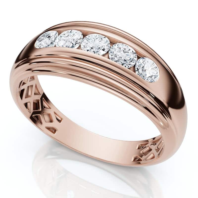 Bliss Diamond Mens 1/2ct 5-Stone Diamond Wedding Ring Gold Lab Grown - 9.5 - Rose