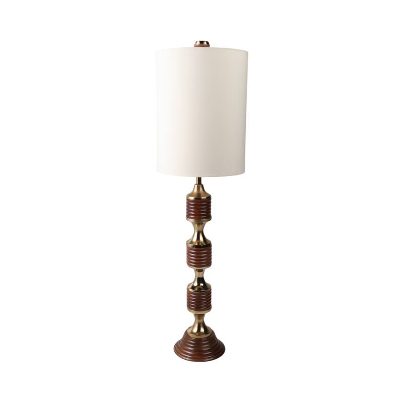 Glass Table Lamp Brass Shade Transitional Lighting - 51" Brown - 14" x 14" x 51"