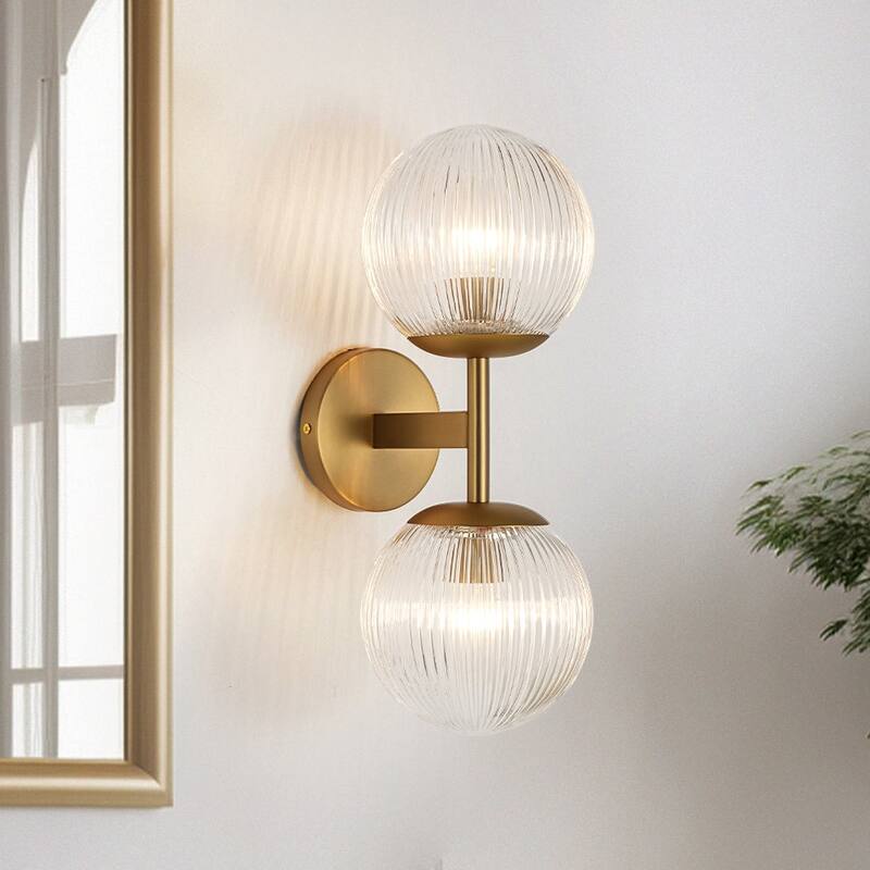 2-Light Chic Modern Dual Ribbed Glass Vanity Light - 6.3 in