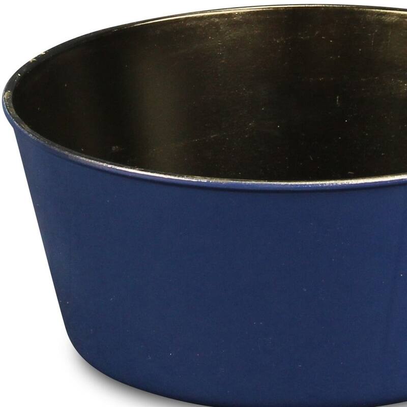 HomeRoots 10" Navy Blue Recycled Plastic Indoor Outdoor Round Pot Planter