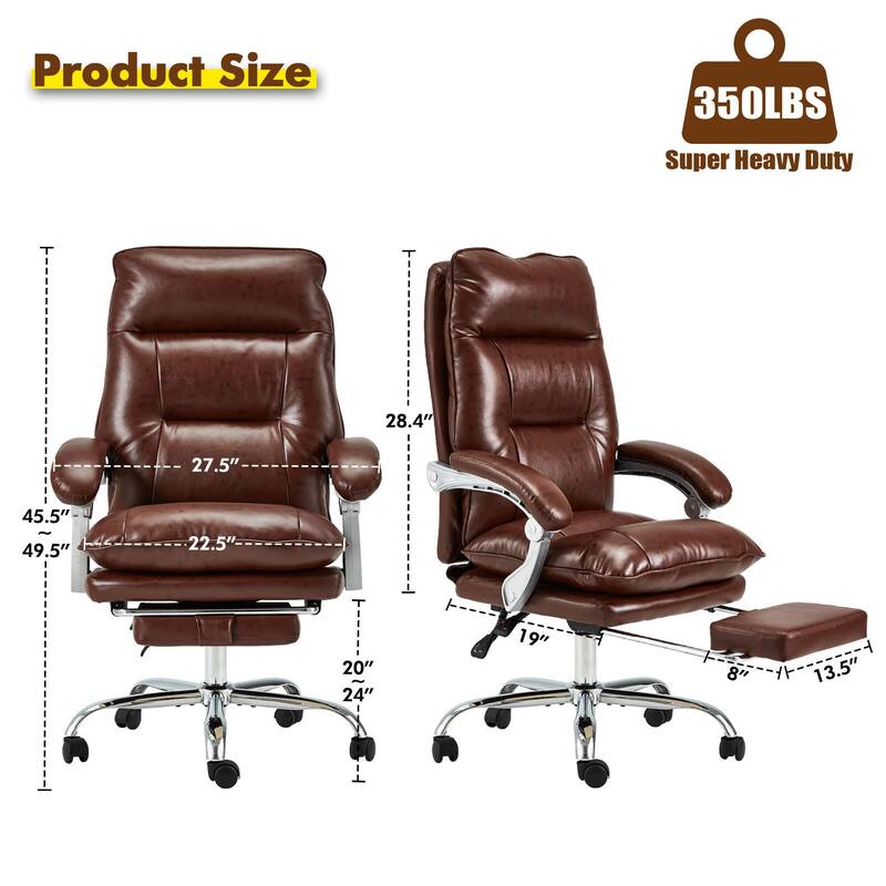 Reclining Executive Office Chair with Footrest