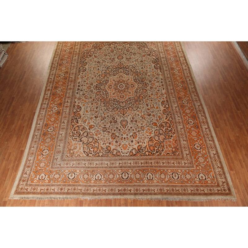 Antique Tabriz Haj Jalili Persian Rug Handmade Floral Wool Carpet - 13'5" x 18'9"
