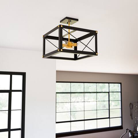 Liam Black and Gold Finish 4 Light Semi Flush