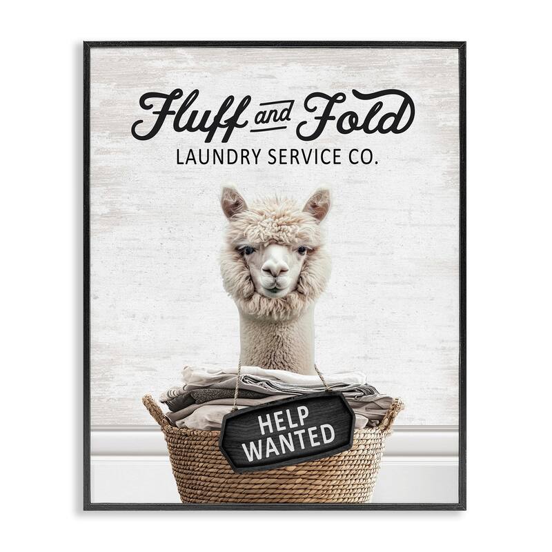 Stupell Fluff & Fold Laundry Framed Giclee Art Design By Lettered and Lined - 11 x 14 - Black