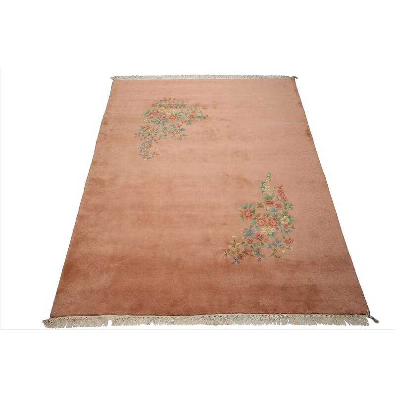 8x10 Hand Knotted Wool Rose French Aubusson Savonnerie Plush Pile Rug - 8' x 10'