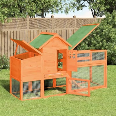 vidaXL Chicken Coop Brown 73.4"x23"x44.5" Solid Wood Pine - 73.4" x 23" x 44.5"