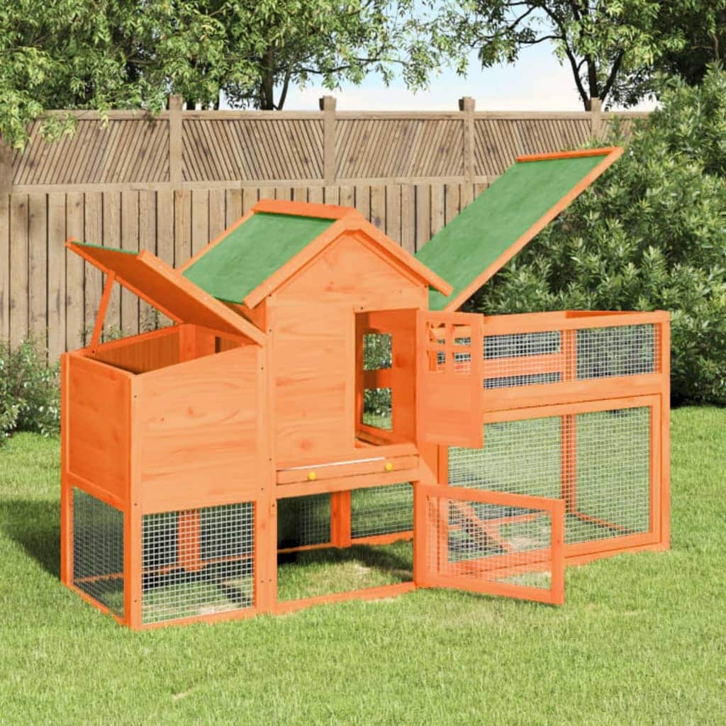 vidaXL Chicken Coop Brown 73.4"x23"x44.5" Solid Wood Pine - 73.4" x 23" x 44.5"