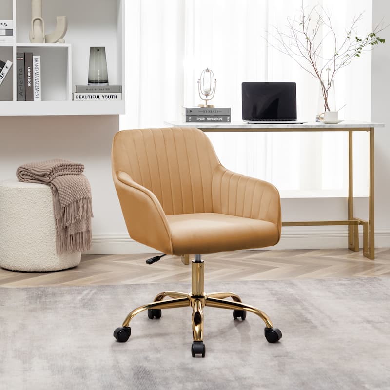 Porthos Home Belen Adjustable Office Chair, Velvet, Gold Metal Legs