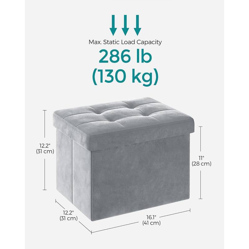 Velvet Foldable Storage Ottoman with Padded Seat and Hidden Compartment for Living Room or Entryway