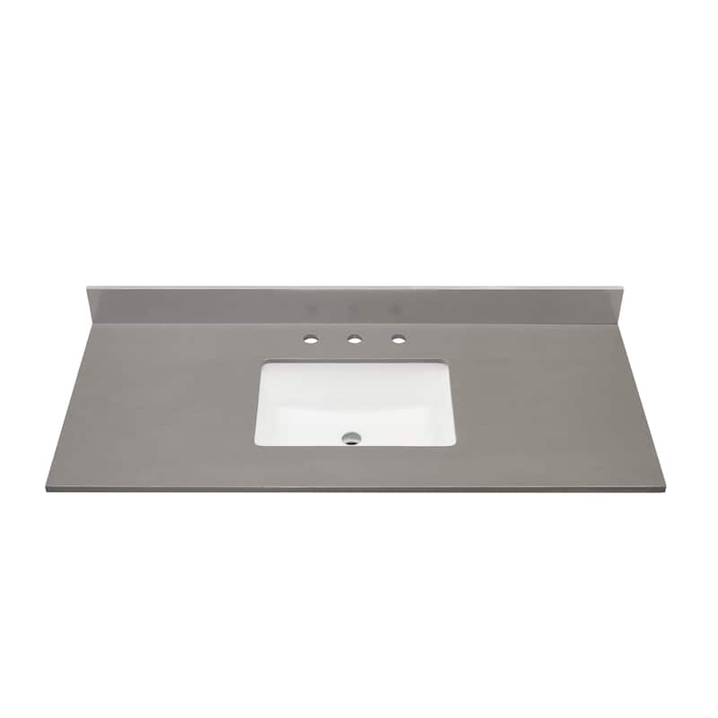 Altair Madrid Bathroom Vanity Countertop in Concrete Grey with White Sink without Vanity