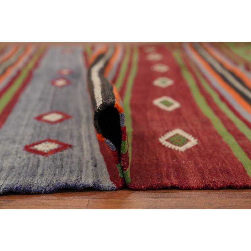 Hand Woven Oriental 100% Wool Carpet Southwestern Tribal Multi-Colored Kilim Area Rug - 7' 5'' X 5' 3''