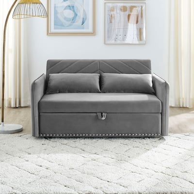 55'' Velvet Sofa Bed with USB Port