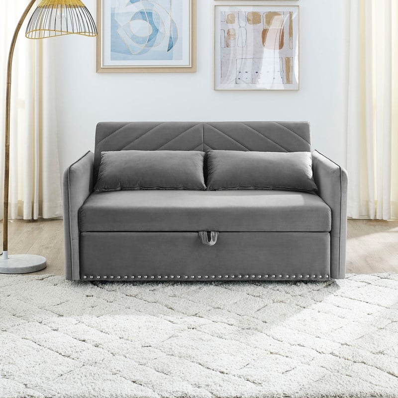 55'' Velvet Sofa Bed with USB Port