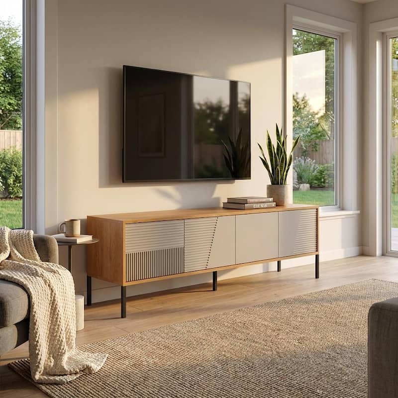 Meble Furniture Debora 01 TV Stand for up to 80" TVs 74.8"W x 21"H x 15.7"D, TV Console for TVs up to 85", Matte