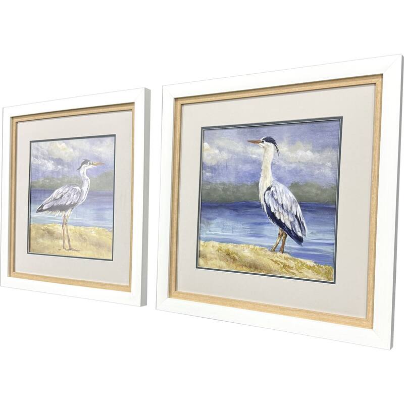 Paragon Heron by the Sea Framed Art - Set of 2