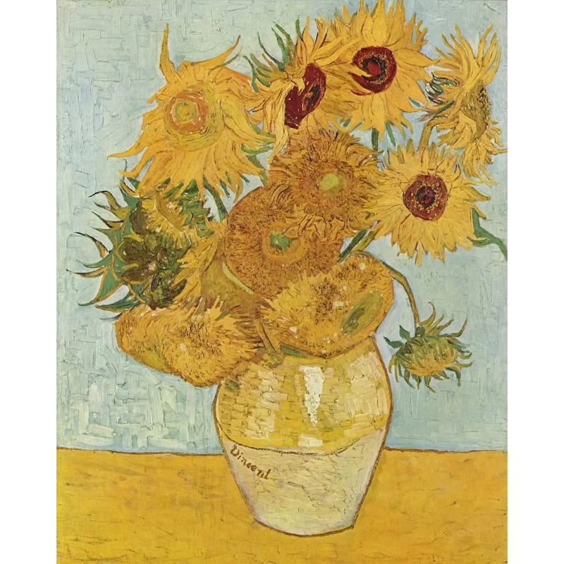 Van Gogh Sunflowers canvas wall art Reproduction print wall decor Sunflowers painting Yellow home decor Classic fine Art - 24 x 36