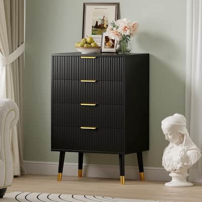 Modern 4 Drawer Dresser, Chest Cabinet Nightstand for Bedroom, Living Room