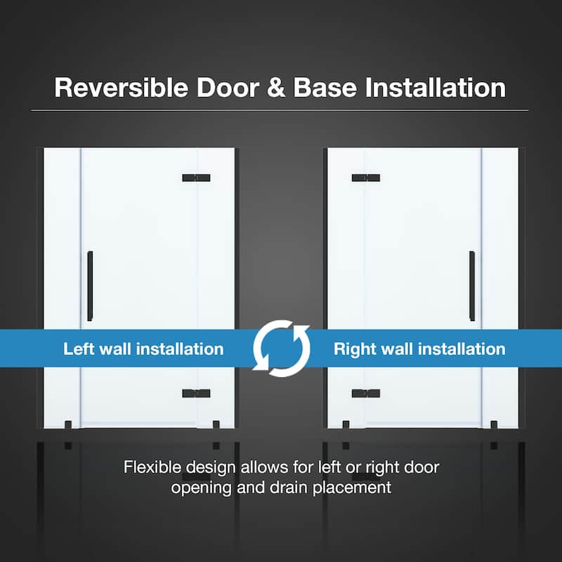 OVE Decors Tampa Corner Frameless Pivot Hinge Shower Door Kit with Base Pan, 2025