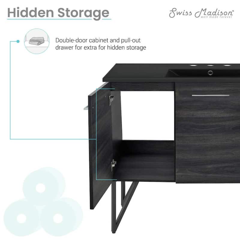 Swiss Madison SM-BV224-3MB Annecy 48" Free Standing Single Basin