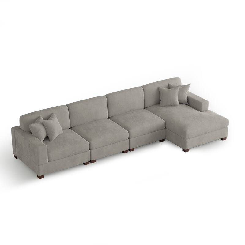 Oversized Modern Chenille L-shape Modular Sectional Sofa with Chaise