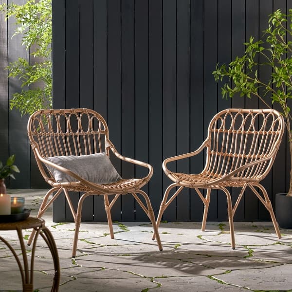 Harlem Wicker Outdoor Accent Chairs by Christopher Knight Home On