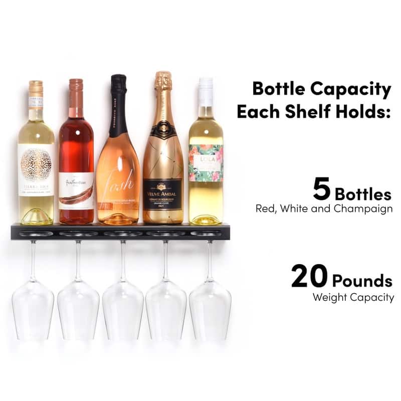 Wall Mounted Wine Rack - 17.7"D x4.3"W x 1.2"H