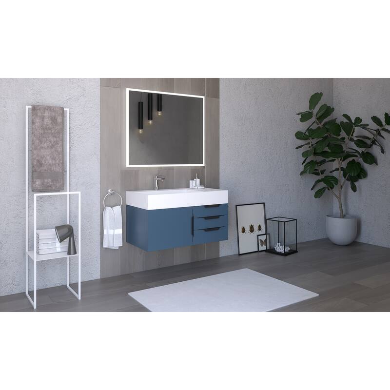 Amazon 36" Wall Mounted Bathroom Vanity Set w/ White Top