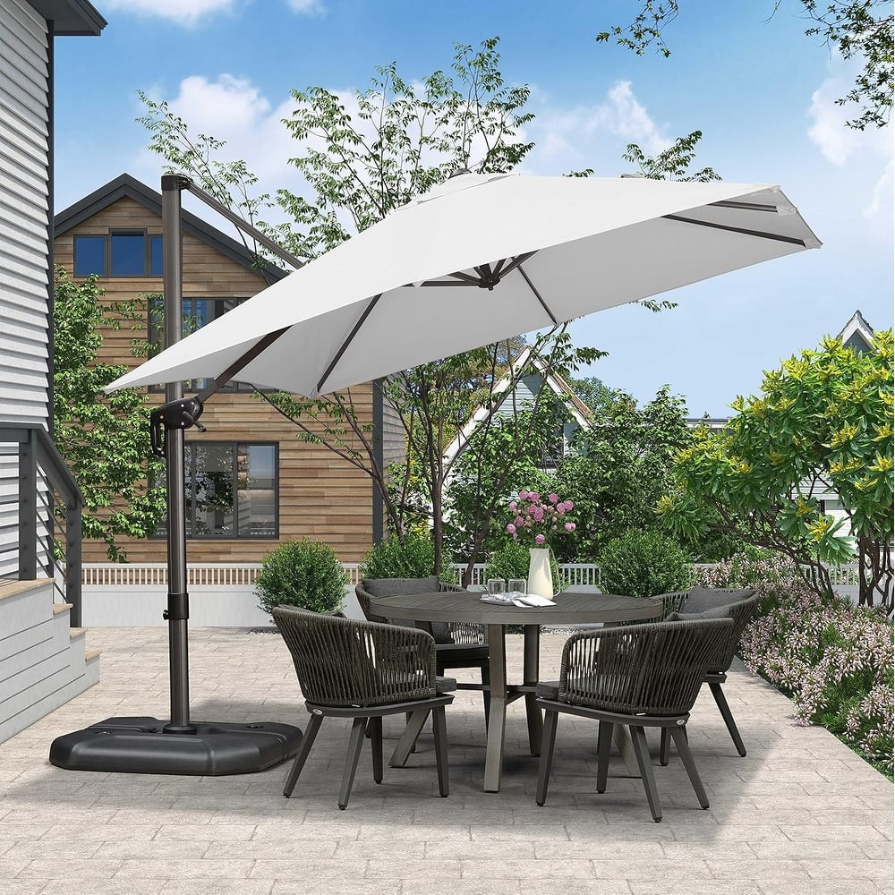 PURPLE LEAF 9 ft Square 360 Degree Rotation Patio Cantilever Umbrella