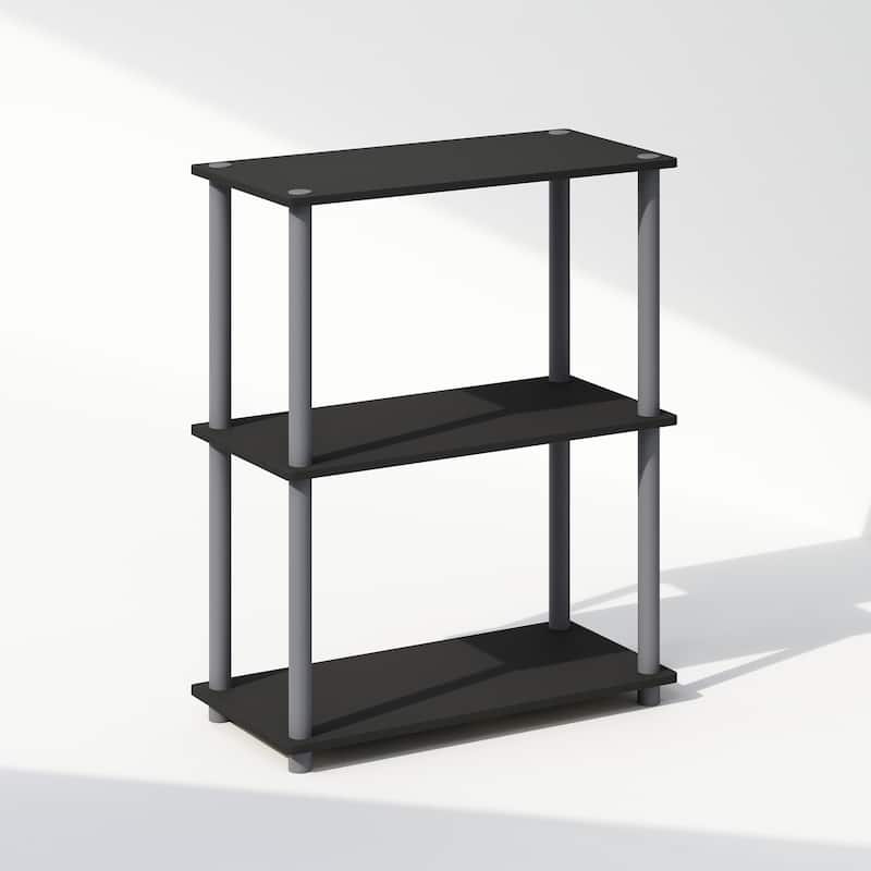 23.6 in. Tall Grey Wood 3-Shelf Bookcase