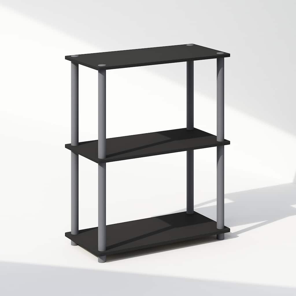 23.6 in. Tall Grey Wood 3-Shelf Bookcase