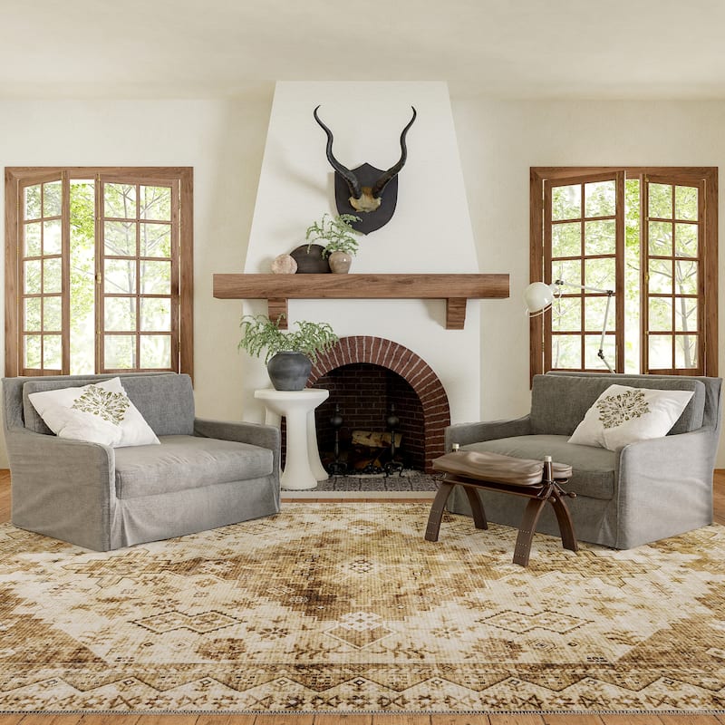 Jessamine Geometric Machine Washable Area Rug - 5' x 8' - Tan - Rectangle