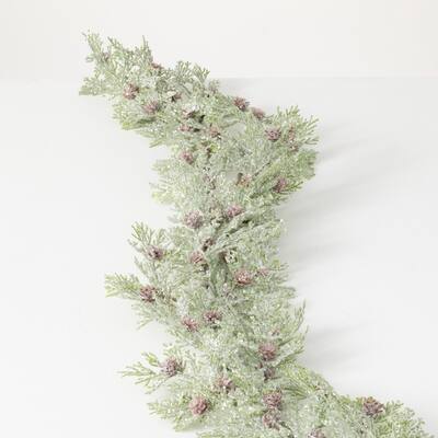 56" Artificial Frosted Cedar Garland - Green