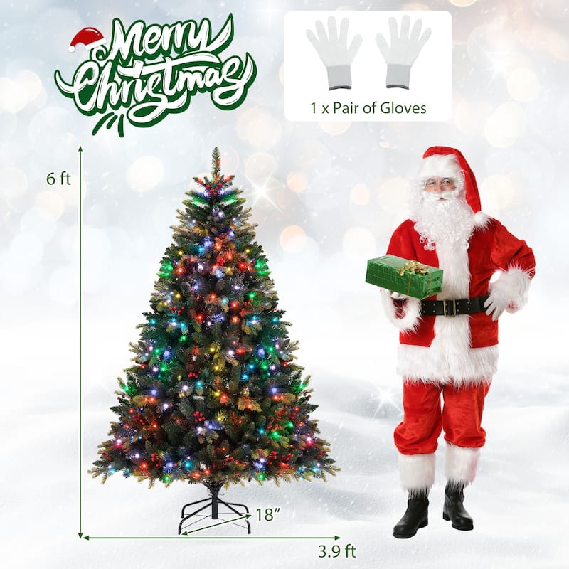 Costway 5/6/7/8 FT Artificial Christmas Tree with 250/370/500/650 RGB - Green - See Details