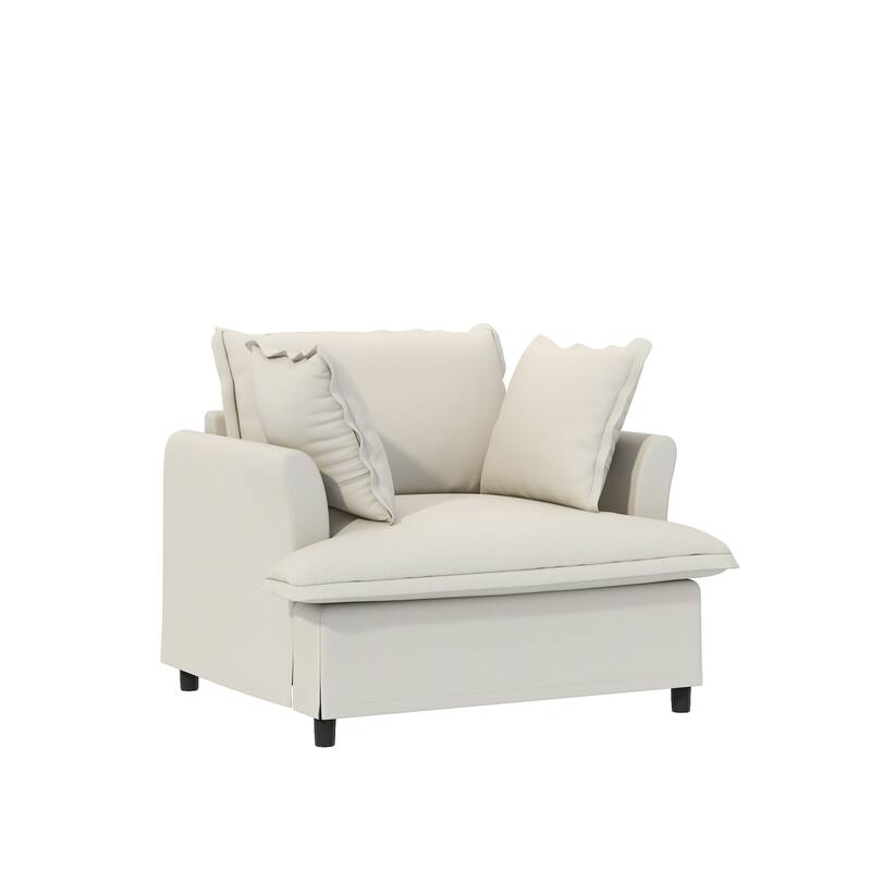 Modular Chenille Sectional Couch, Upholstered Sofa & 2 Armchairs