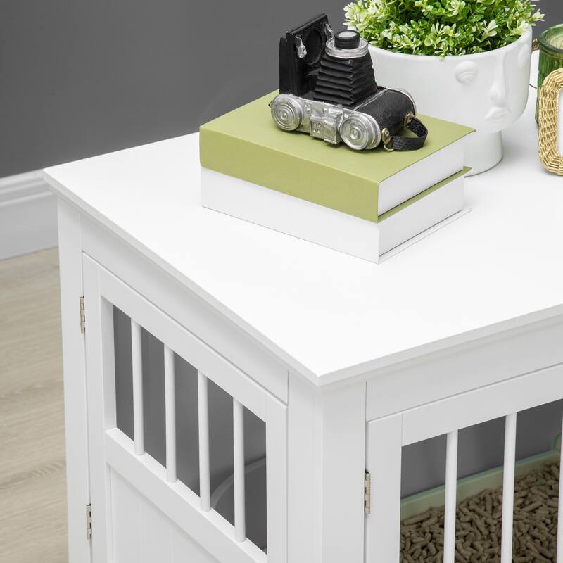 Triple Doors Dog Crate End Table Wooden Dog House Indoor Use Dog Cage with and Steel Tubes for Small Dogs