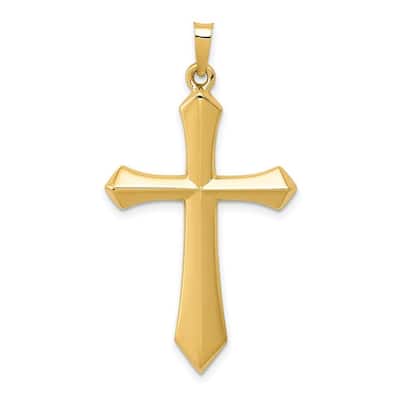 Curata 14k Yellow Gold 18" 32.75x21.9mm Polished Beveled Passion Cross Necklace