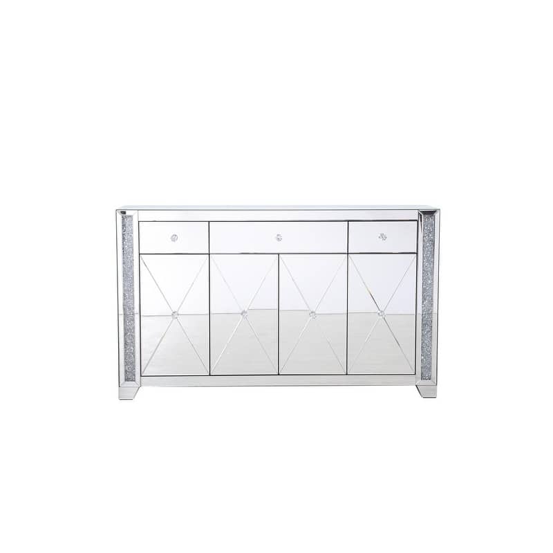 60 in silver crystal mirrored credenza