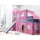 preview thumbnail 25 of 117, JACKPOT Prince & Princess Low Loft Twin Bed, Ladder Slide Tent & Tower Blue with Pink & White Tent