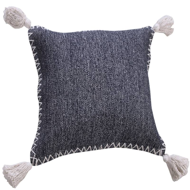HomeRoots 20" X 20" Deep Blue And White 100% Cotton Zippered Pillow