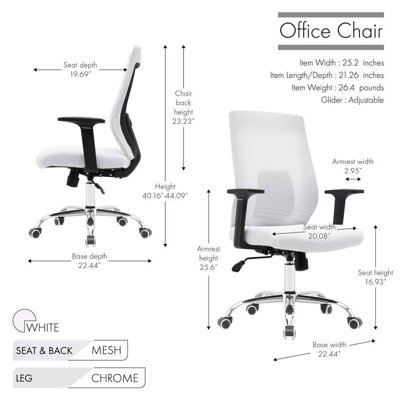 Porthos Home Gage Office Chair, Mesh Back, Roller Caster Wheels