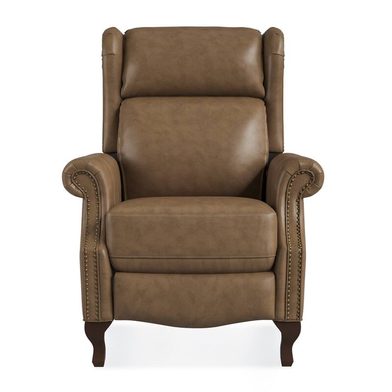 29.5-Inch Modern Recliner Chair,Genuine Leather Recliner With Comfortable Arms And Single Chair For Living Room,Beige/Blue/Brown