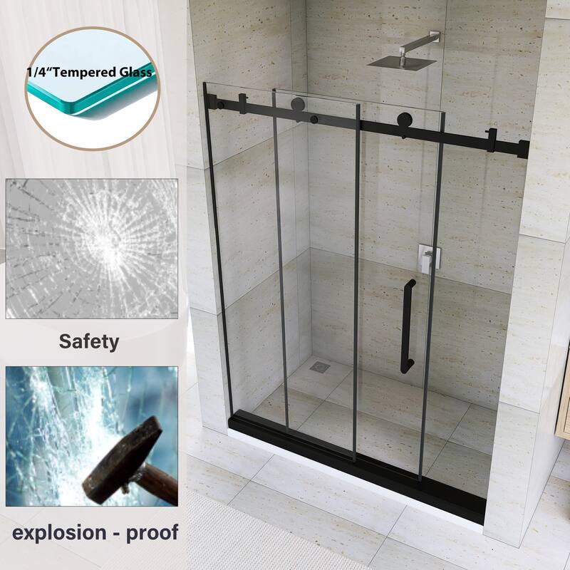 60" x 76" Sliding Frameless Shower Door - 60'' x 0.38'' x 76''